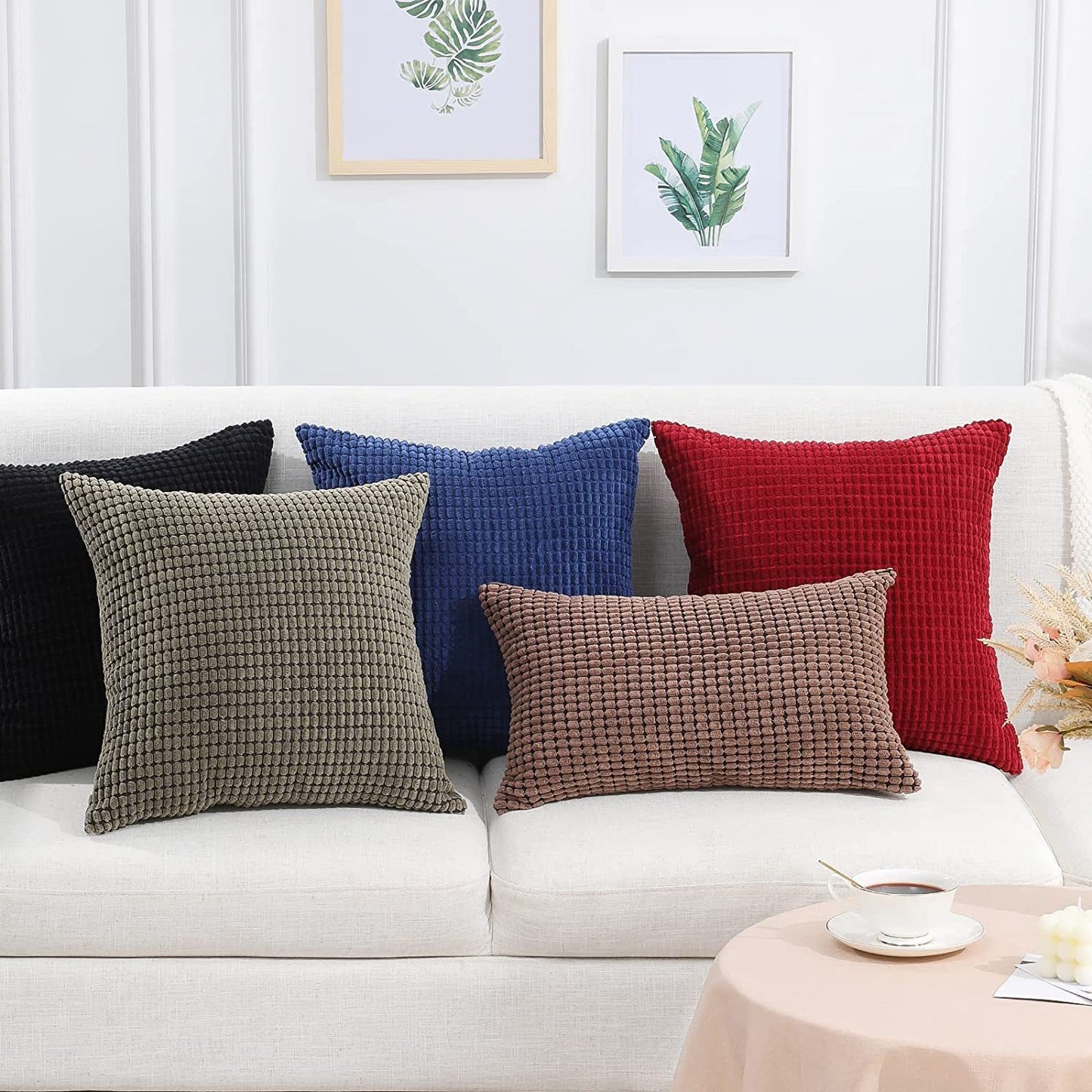 Corduroy Pillow Covers Super Soft Boho Striped Pillow Covers Broadside Decorative Textured Christmas Throw Pillows For Couch Cushion Livingroom