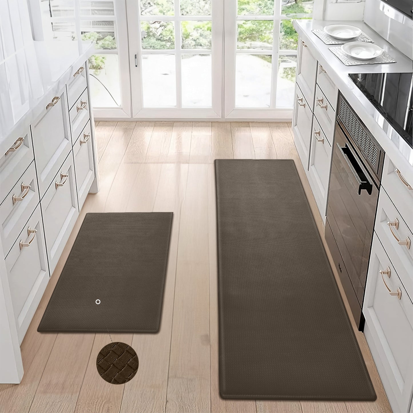 Kitchen Floor Mat Two-piece Set Of Non-slip, Waterproof And Easy To Scrub For Home, Kitchen