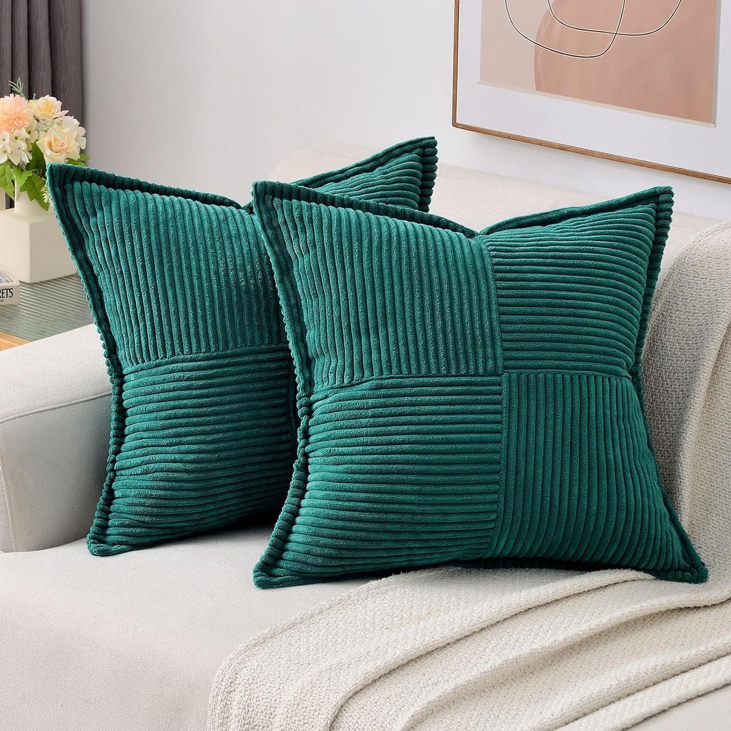 Corduroy Pillow Covers Super Soft Boho Striped Pillow Covers Broadside Decorative Textured Christmas Throw Pillows For Couch Cushion Livingroom