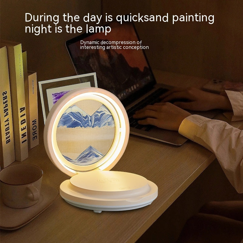 Creative Quicksand Painting Mobile Phone Charging Bluetooth Speaker Desk Lamp