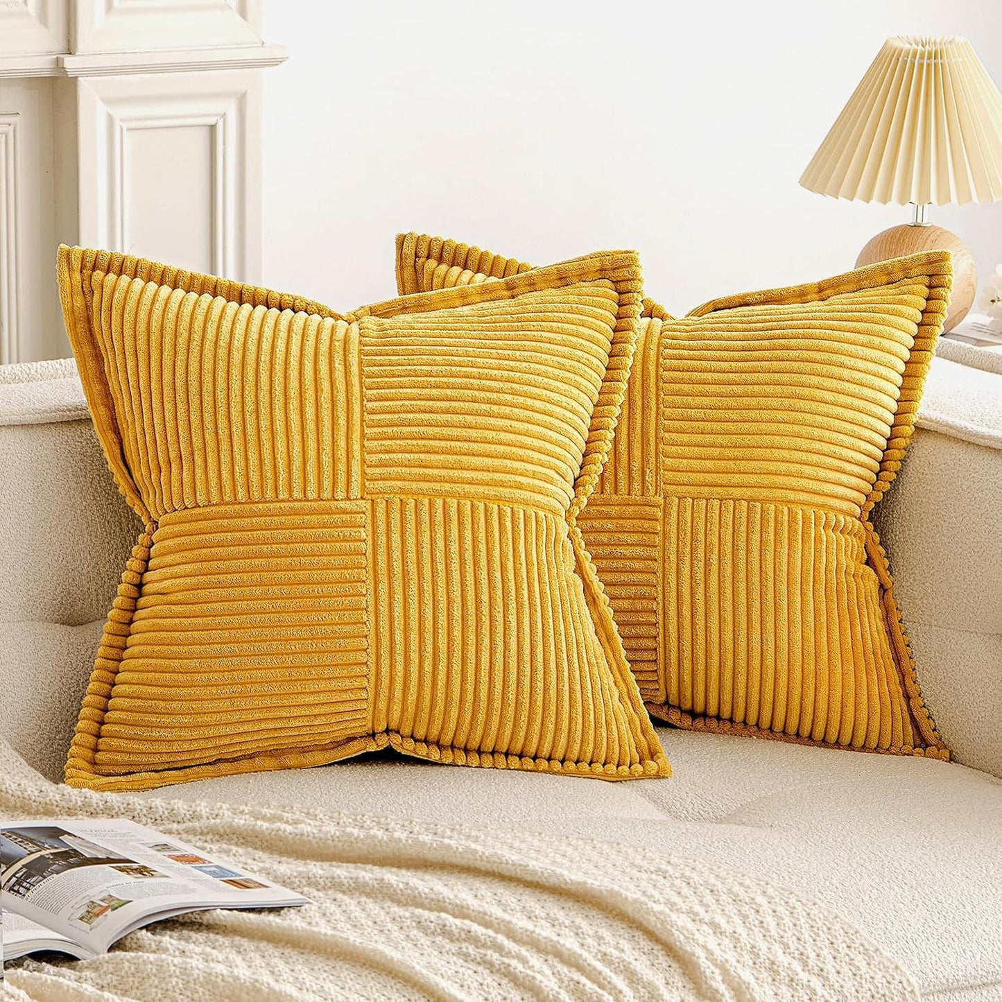 Corduroy Pillow Covers Super Soft Boho Striped Pillow Covers Broadside Decorative Textured Christmas Throw Pillows For Couch Cushion Livingroom