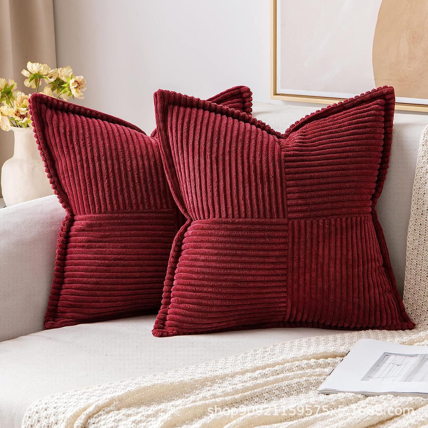 Corduroy Pillow Covers Super Soft Boho Striped Pillow Covers Broadside Decorative Textured Christmas Throw Pillows For Couch Cushion Livingroom