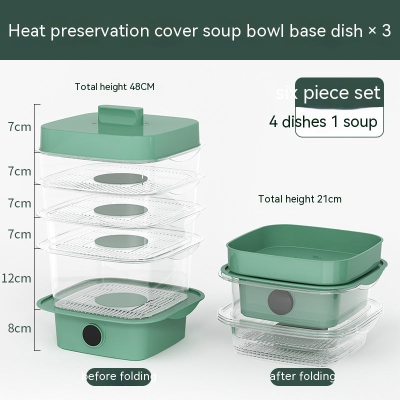 Multi-layer Dish Cover Heat Preservation Kitchen Cover Dining Table Leftover Storage Box Transparent Stack Cooking Hood Steamer